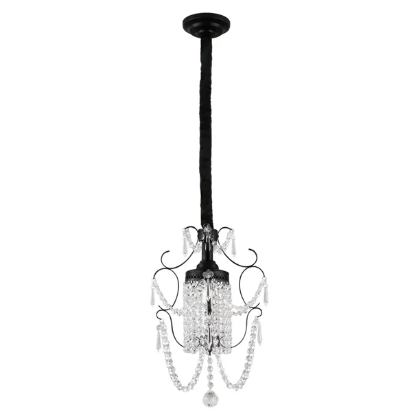 Lámpara de araña, lámpara de cristal, lámpara de araña pequeña de 1 luz, lámpara de araña de hierro, lámparas de araña antiguas para dormitorio, habitación de niñas, baño, casa de campo