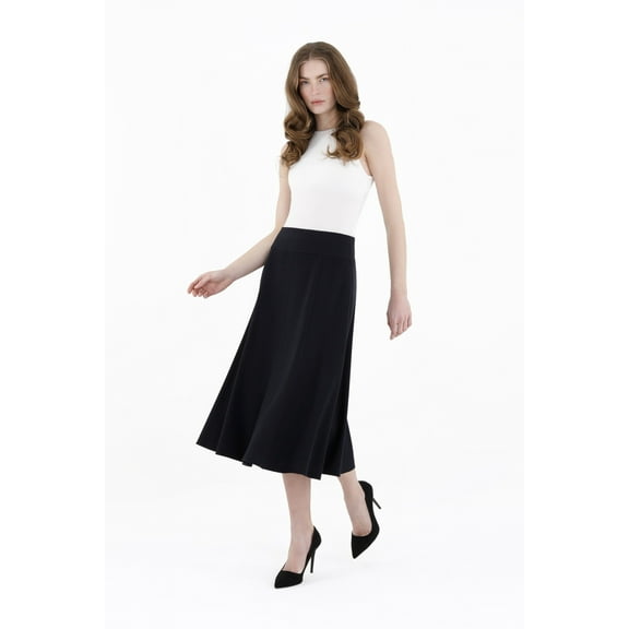 Navy Eight Gore Calf Length Midi Skirt for Every Occasion