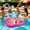 Pink, variant on EDHITNR Inflatable Pool Ice Cooler Bar, Floating Drink Tray with Cup Holders, Summer Pool Party Beverage Float for Outdoor Water Activities, Red