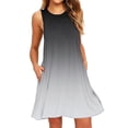 thumbnail image 1 of B91xZ Robe Grande Taille pour Femmes Casual Base Confortable Sans Manches Flare A-line Midi Longue Robe maxi, Gris M, 1 of 4
