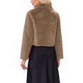 thumbnail image 3 of Abrigo de piel sintética elegante INSPIRE CHIC para mujer, chaqueta corta con botones a presión, abrigo de invierno esponjoso, talla L, color caqui, 3 of 6