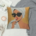 thumbnail image 2 of Nawypu Minimalist Boho Fashion African American Meditation Black Girl Throw Pillow Cover, Pillow Cover,Black Girl Gifts,Boho Gifts for Women Girls,Bohemian Home Bedroom Living Room Decor,Set of, 2 of 5