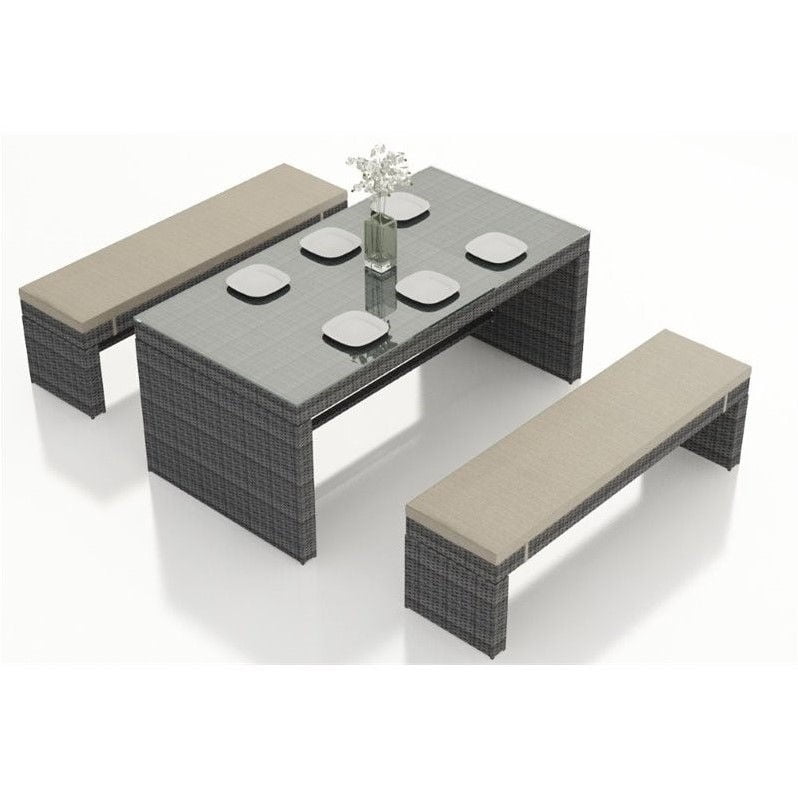 Harmonia Living Skyline 3 Piece Patio Dining Set in Stone