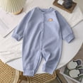thumbnail image 2 of HNMKIU Unisexe Garçons Doux à Manches Longues Justaucorps Barboteuse Combinaison Confortable Col Rond Tenue pour Intérieur Printemps Automne Tenue Classique de Tous les Jours Fermeture à Boutons-Pression Design Bleu Ciel,12-18 Mois, 2 of 4