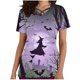 thumbnail image 2 of Puntoco Top de lactancia informal con cuello en V, manga corta y estampado de Halloween para mujer, 2 of 5