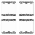 thumbnail image 1 of Abstract Coaster Set of 4, Damask Inspired Border Design Folkloric Curls Flowers Retro Style Cultural, Square Hardboard Gloss Coasters, Standard Size, White and Black, by Ambesonne, 1 of 2