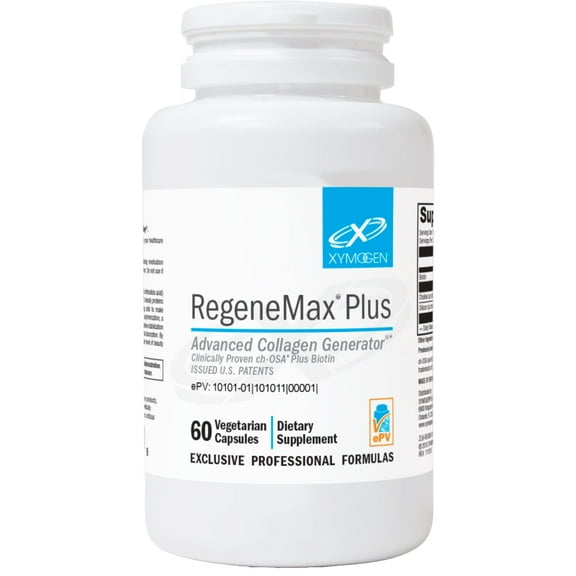 XYMOGEN RegeneMax Plus – Advanced Collagen Supplements with Biotin & Clinically Tested ch-OSA - Supports Skin, Hair, Nails & Bone Health - Collagen for Women & Men (60 Capsules)