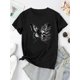 thumbnail image 5 of Camiseta informal con estampado de calavera y mariposa para mujer: moderna camiseta de manga corta, de algodón suave, cómoda camiseta de verano para uso informal y vacaciones | Estilo casual moderno |, 5 of 5