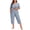 Blue-Floral, variant on Plus Size Women Pajamas Set V Neck Short Sleeve Tops and Capris with Pockers Two Piece Lounge Sets Summer Oufits sleepwear
