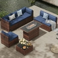 thumbnail image 2 of MRUAKA 8 Pieces Patio Conversation Set, Outdoor Sectional PE Rattan Wicker Furniture Seat,Blue, 2 of 11