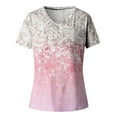 thumbnail image 4 of Jophufed Fashion Woman Causal V-Neck Printing Blouse Short Sleeve T-Shirt Summer Tops Gifts, 4 of 5