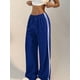 thumbnail image 5 of Pantalones Deportivos Holgados de Pierna para Mujer, Tiro Bajo, Estilo Y2K, con Cordón Ajustable Azul S, 5 of 10
