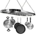 thumbnail image 6 of Sorbus Pot and Pan Rack for Ceiling with Hooks in Chrome — Decorative Oval Mounted Storage Rack, 6 of 8