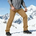 thumbnail image 2 of Men's Fleece Lined Cargo Ski Pants Waterproof Outdoor Snow Pants for Skiing with Pockets Khaki XL, 2 of 9