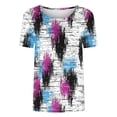 thumbnail image 4 of Tnhcen Women's Summer Slim Fit Casual Fashion Print Round Neck Short Sleeve T - Shirt Black White Floral Graphic Stretchy Soft O - Neck Tee Top (S - 2XL), 4 of 4