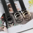 thumbnail image 2 of Double Ring Belt for Women, Faux Leather Jeans Belts with Golden Circle Buckle, 2 of 9