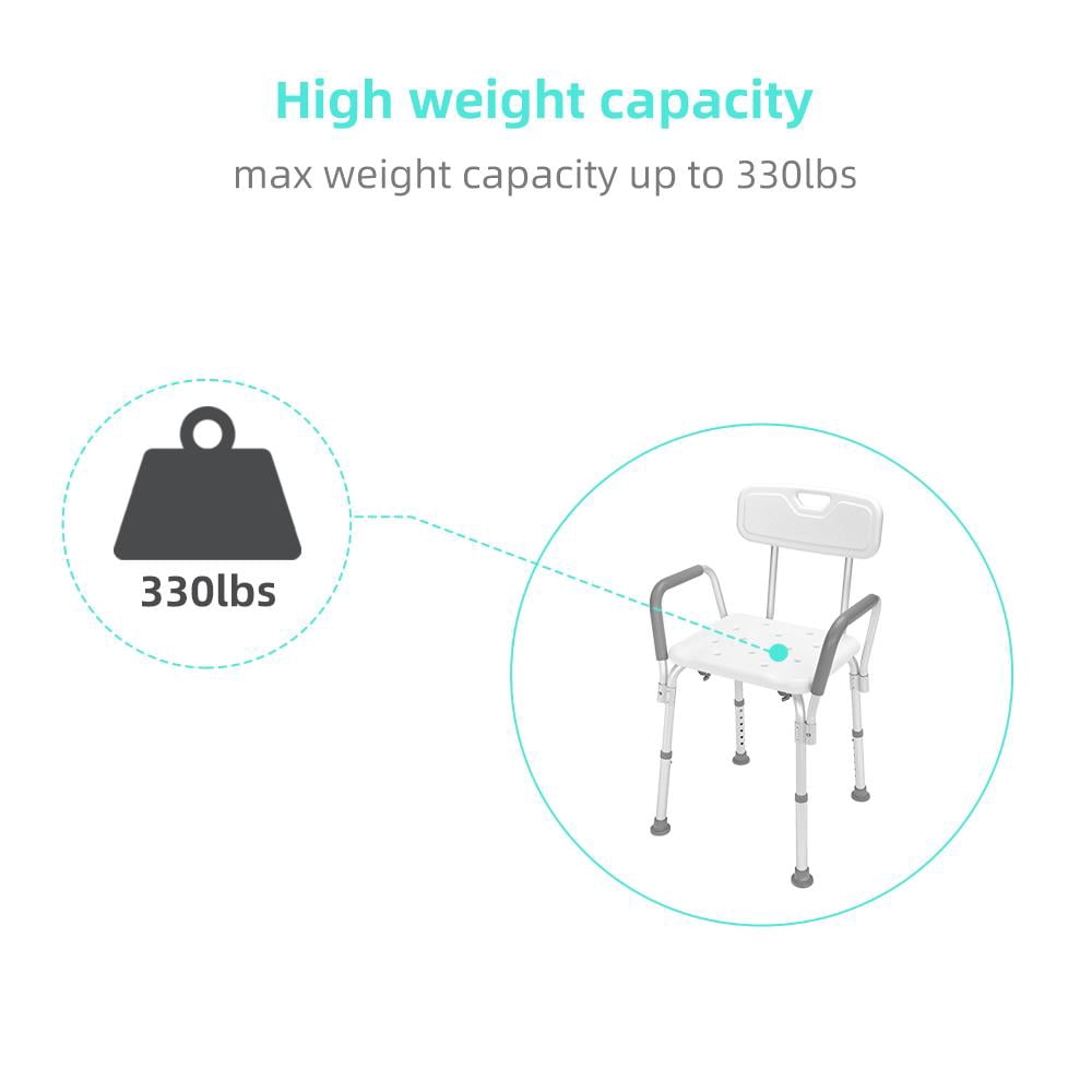 Zimtown Shower Chair with Arms, Heavy Duty Shower Seat Shower Stool for Handicap Elderly