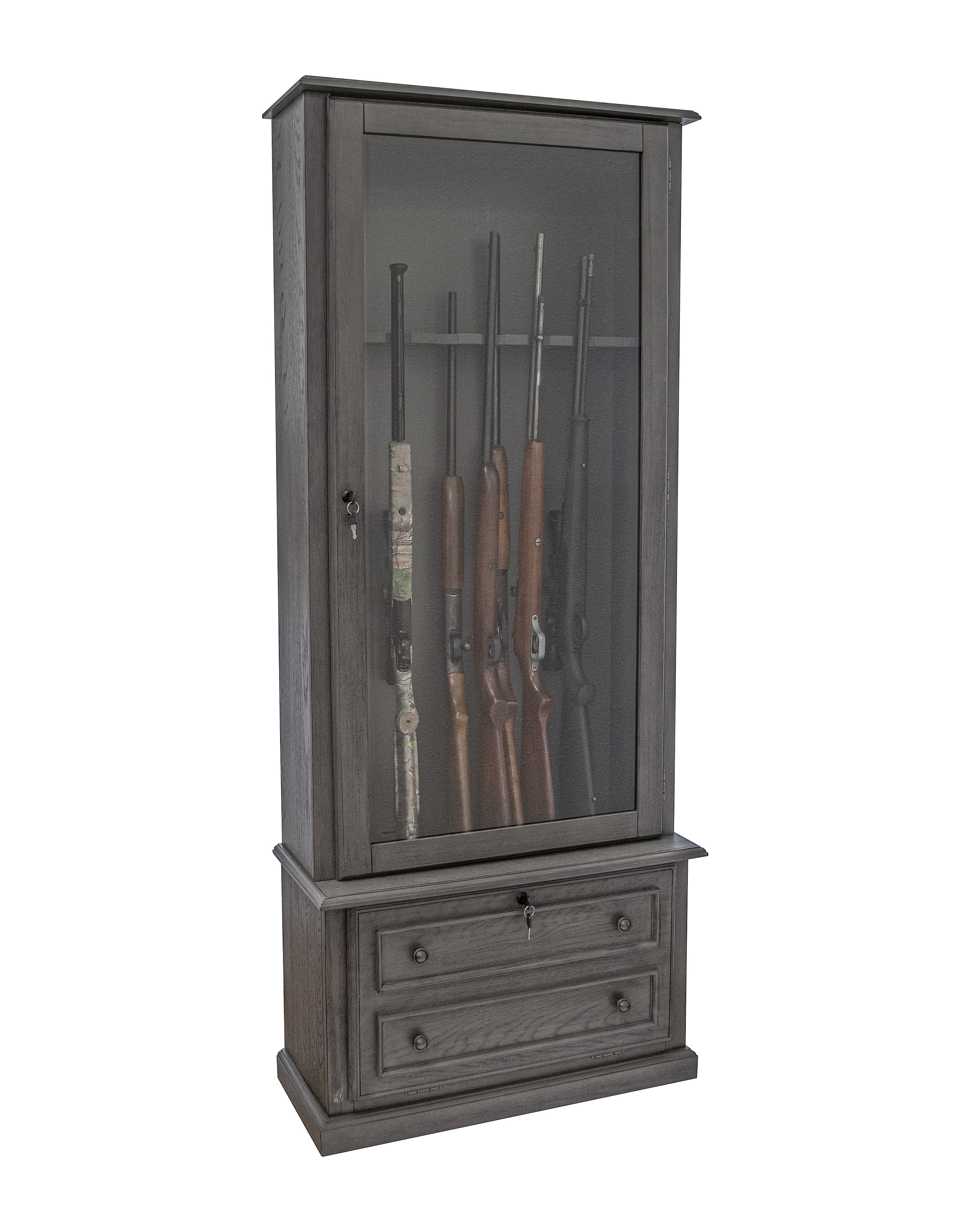 American Furniture Classics Model 860 Classic 12 Gun Cabinet Grey