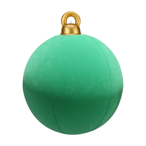 Bola inflable de terciopelo de Navidad 15,7 pulgadas | Gran decoración exterior de PVC para el jardín navideño | Marrón Caqui Verde | Ornamento hinchable | Decoración festiva elegante y duradera