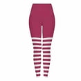 thumbnail image 2 of Abomasnow Women's Wide Horizontal Contrast Stripe Leggings High Waist Stretchy Opaque Hosiery Ankle Length Footless Tights, 2 of 9