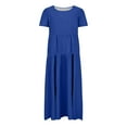 thumbnail image 5 of Sakmal Long Women Dresses T Shirt A Line Flowy Blue Dress Ruffle Crew Neck Dresses for Women, 5 of 6