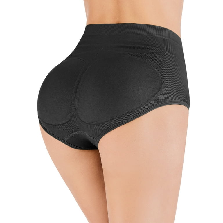 SAYFUT Women's High-Rise Modern Cotton Stretch Waist Training Brief Panties  Lift Butt Support Brief Body Shaper Black/Beige 