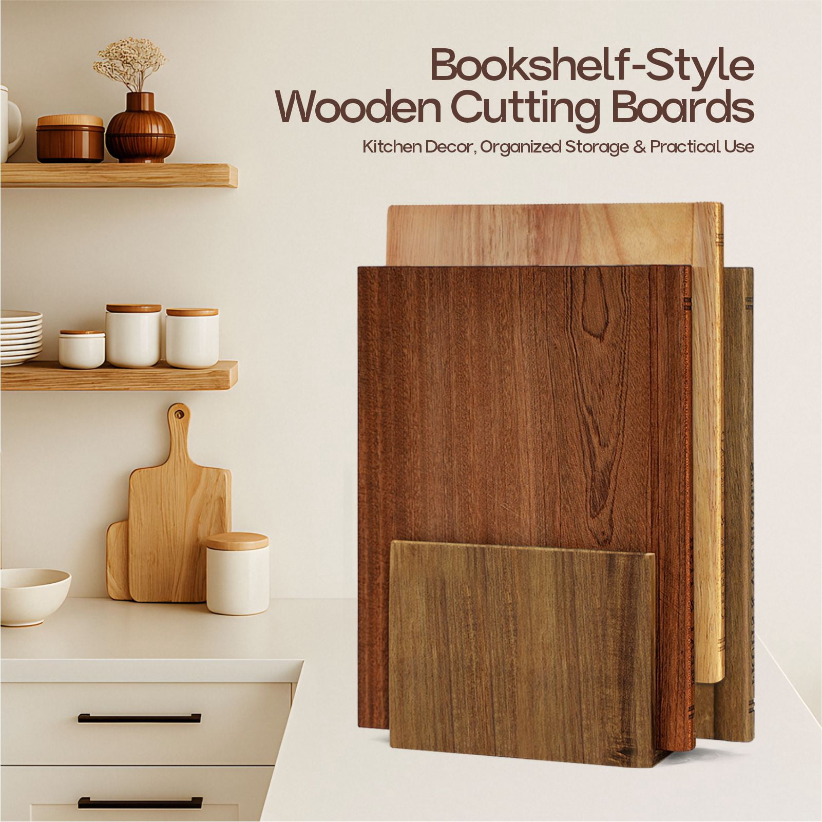 Book Cutting Board Set, Cutting Boards that Look Like Books, Cutting Board Books, Cutting Board Library, Large Solid Wood Non Toxic Non Slip with Stand
