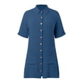 thumbnail image 6 of Lkhaha Womens Swimsuit Coverup Shirt Mini Dress&nbsp;Solid Button Down Bathing Suit Cover Up Summer Beach Bathing Suit Blue L, 6 of 6