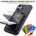 thumbnail image 4 of Dteck Hidden Wallet Cash Slot Case for iPhone 16, Heavy Duty Hard PC + Soft TPU Bumper Protective Rugged Cover with Built-in Mirror, Shockproof Dual Credit Card Holder Slim Case, Black, 4 of 6