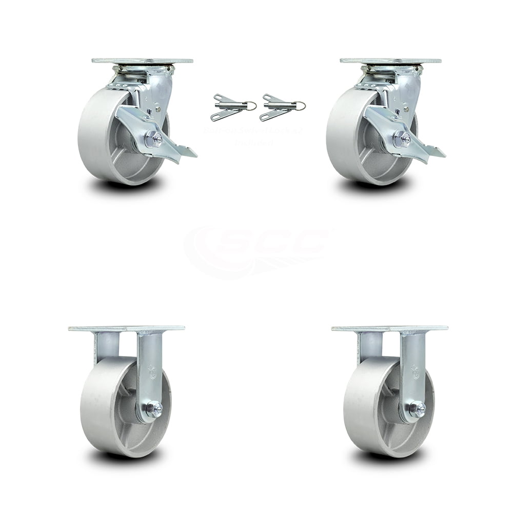 Swivel Casters with Locking Brakes 4" x 2" Stainless Steel Caster Set of 4 2 