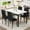 White+Black-A, variant on Baxluxe White Dining Table Set for 4, Faux Marble Kitchen Table and Chairs Set, Rectangle Dining Table with 4 PU Leather Backrest Dining Chairs, Modern 5 Pieces Dining Room Set for Small Space, White