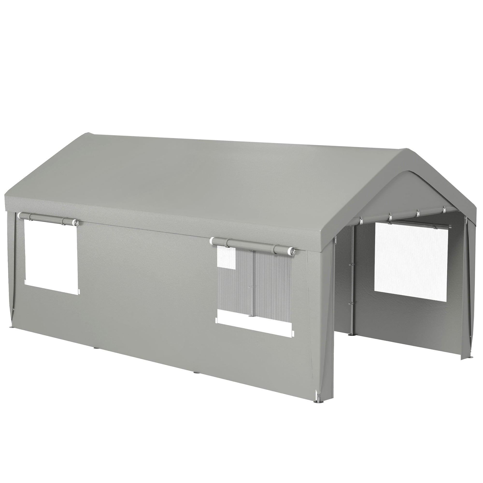 Outsunny 116.93 x 233.46 x 106.30 inches Gray Carport