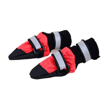 GASTROPOD 4Pcs Dog Shoes Non-Slip Sole Dog Boots & Paw Protectors Comfortable Dog Boots for Winter Soft Dog Rain Boots 10x5.5x5cm Red