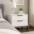 thumbnail image 6 of Noro Nightstand, 24 Inch, 2 Storage Drawers, Modern White, Black Metal, 6 of 6