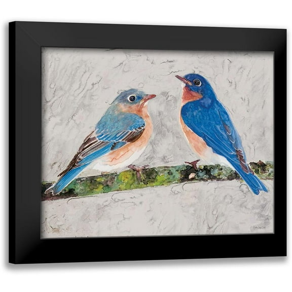 Stellar Design Studio 14x12 Black Modern Framed Museum Art Print Titled - Eastern Bluebirds 2