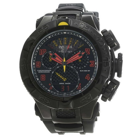 Black Polyurethane Strap 20221 Men's Subaqua Noma V Red Accented Black Dial Steel and Polyurethane Strap Chrono Dive Watch ()