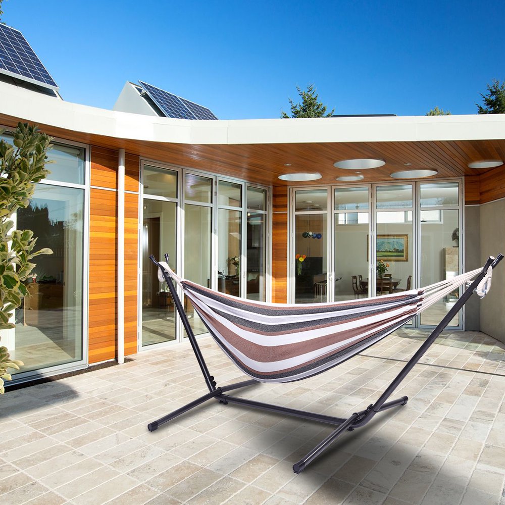 UBesGoo Outdoor Double Hammock w/ Steel Stand & Portable ...