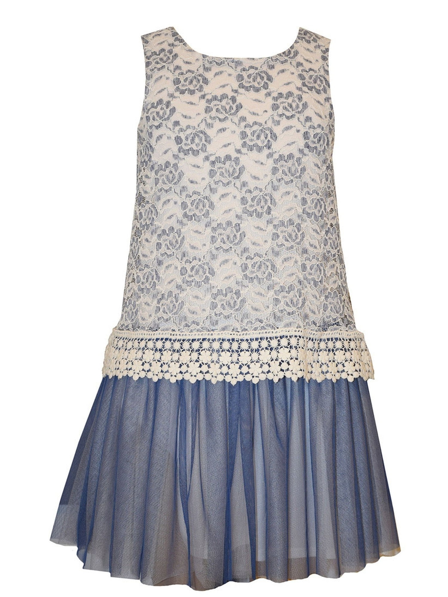 Bonnie Jean - Bonnie Jean-Lace Long Waisted Dress, Blue - Walmart.com