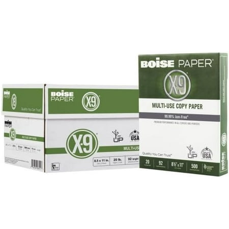 10 Reams of X-9 Multi-Use Printer & Copy Paper, White, Letter (8.5" x 11"), 5000 Sheets Per Case, 20 Lb, 92 Brightness, Case Of 10 Reams