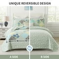 thumbnail image 5 of DDUOXIN California King Size Bedspread Set, 100% Cotton Green/Blue/Yellow Reversible Floral Real Patchwork Plaid Spring Oversized Quilted Bedspread, Farmhouse Lightweight 3-Piece King Coverlet,120x120, 5 of 10