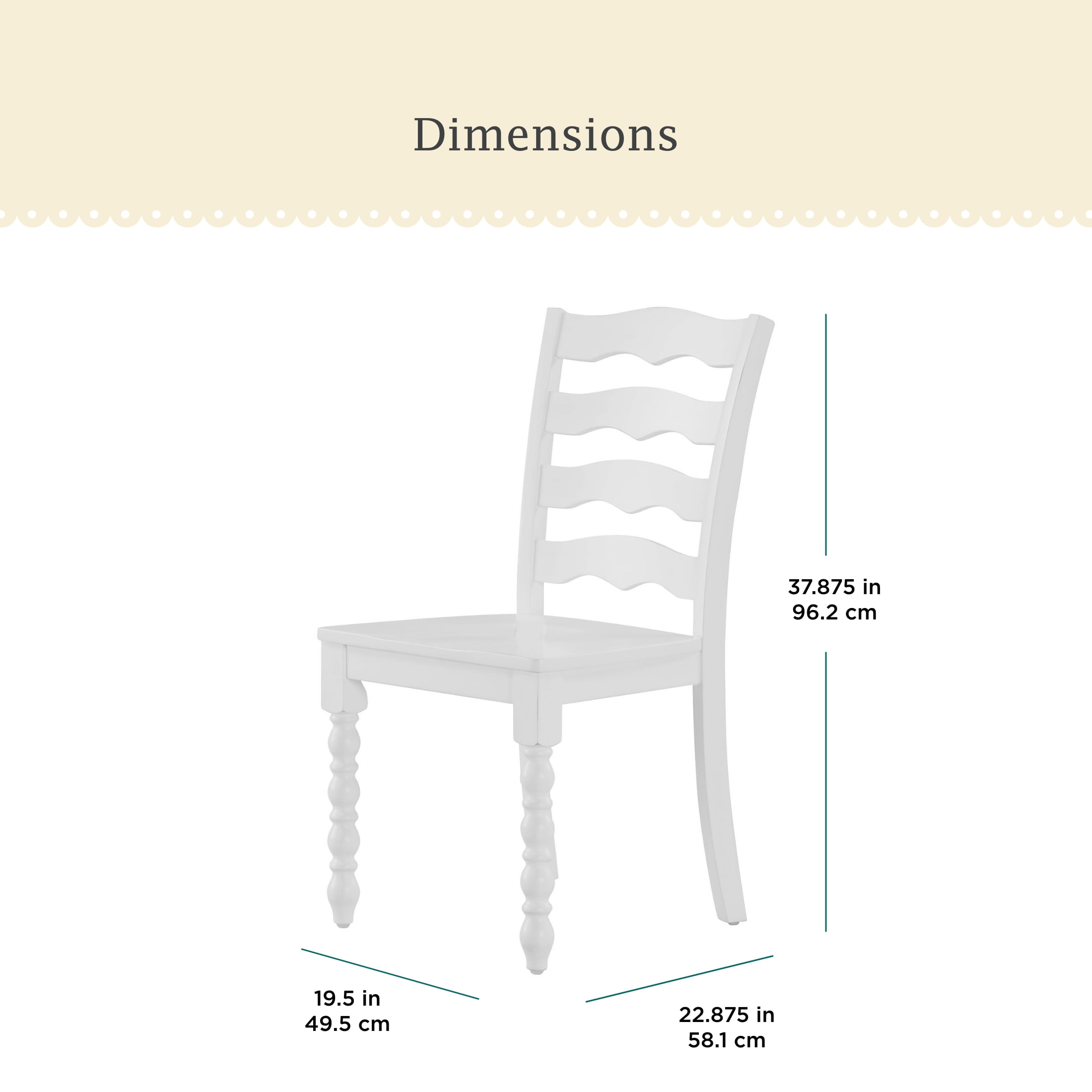 The Pioneer Woman Harper Solid Wood Dining Chairs, White, Set of 2