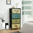 thumbnail image 3 of 4 Drawers Dresser for Bedroom, Vesteel Fabric Chest of Drawers Tall Storage Tower with Wood Top and Sturdy Steel Frame, Storage Organizer Unit for Closet /Living Room /Hallway - Retro Floral, 3 of 7