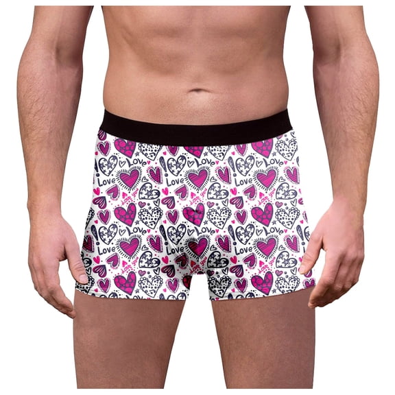 Yuncity Mens Valentines Day Boxer Briefs Underwear Funny Lips Print Soft Underpants Purple L