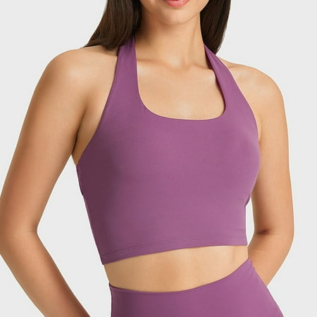 SNKSDGM Female Ribbed Tank Tops for Women Cropped Built in Bra Tank Top for Women with Built in Bra Fitted Women s Sports Bra Yoga Bralette Crop Bras Top L