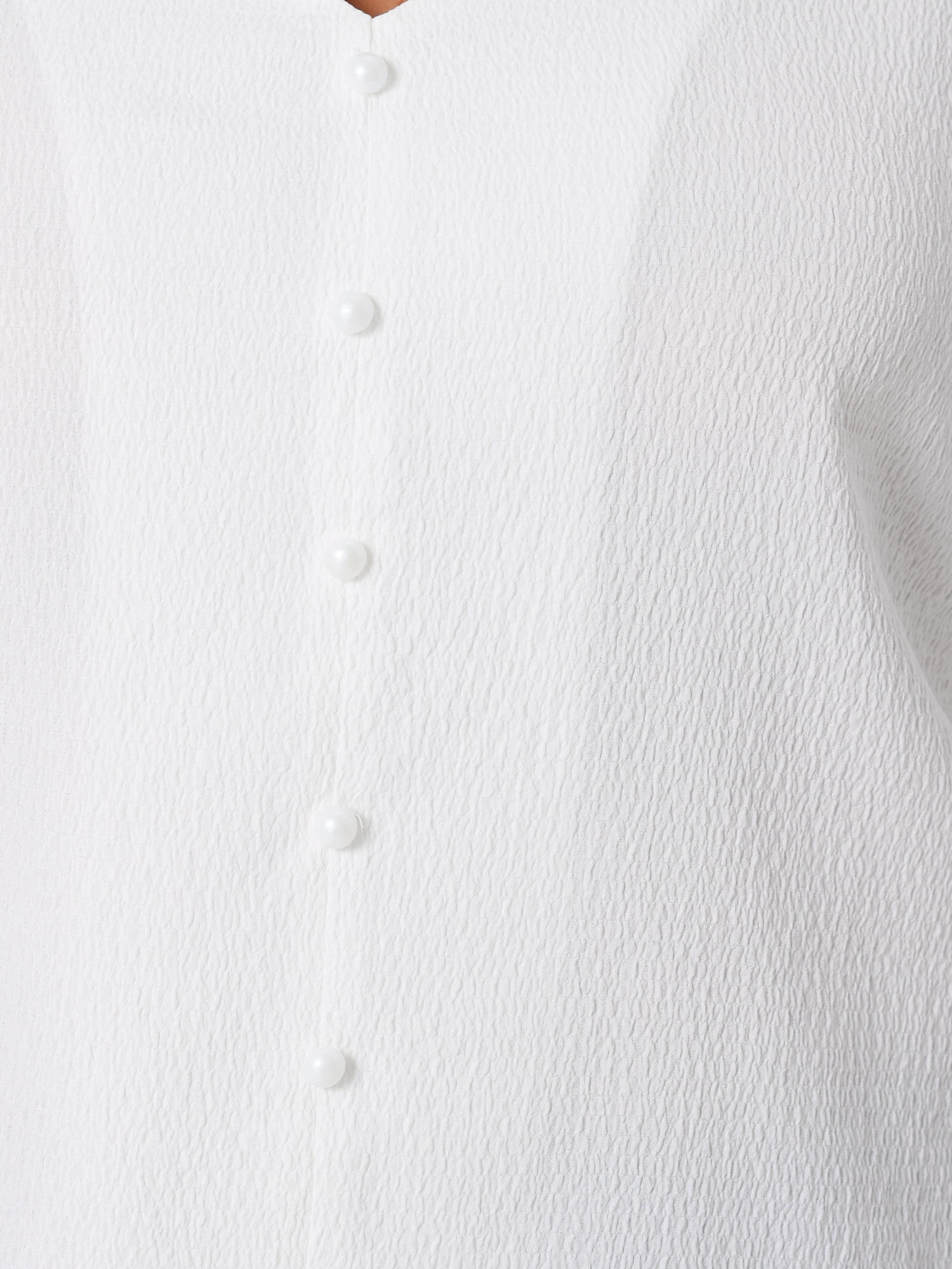 DARING DIVA Women's Plus V Neck Button Casual Blouse 2X White