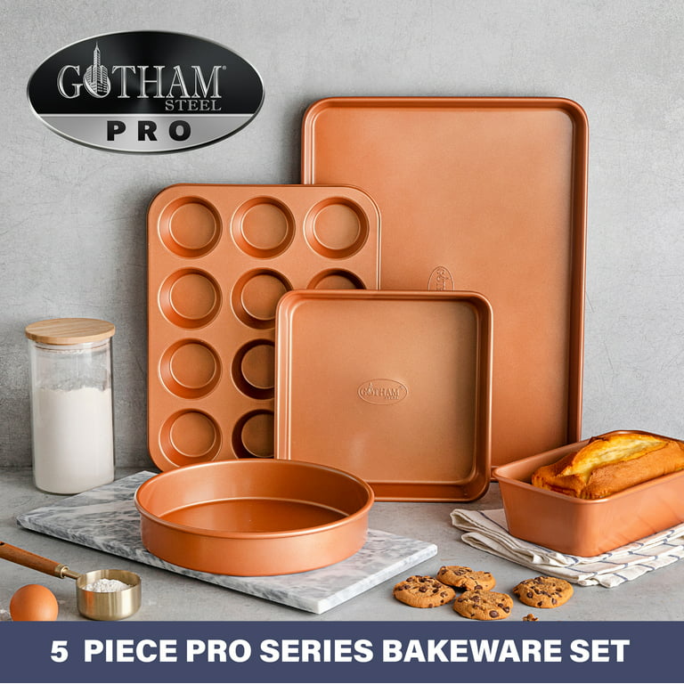 Refurbished Gotham Steel 7259 Cookware and Bakeware Set with Nonstick Durable Ceramic Copper Coating