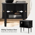 thumbnail image 3 of Tina's Home 22" Tall Modern Tambour Accent Cabinet with Sliding Slatted Door for Living Room Small Spaces, Black, 3 of 8