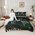 thumbnail image 4 of Homewish Extreme Sport Motorcycle 3-Piece Full Size Comforter Sets For Female Men,Abstract Graffiti Splash Bedding Comforter Set,Gradient Geometric Hexagon Lightweight Bedding Sets, 4 of 8