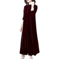 thumbnail image 5 of Pink Season Women Fall Dress Solid Color Loose Long Sleeves Button Maxi Dress Keep Warm Velvet Plus Size Mom Spring Dress Women Clothes, 5 of 8