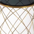 Convex Round Brass Metal Accent Table with Smoked Glass Top